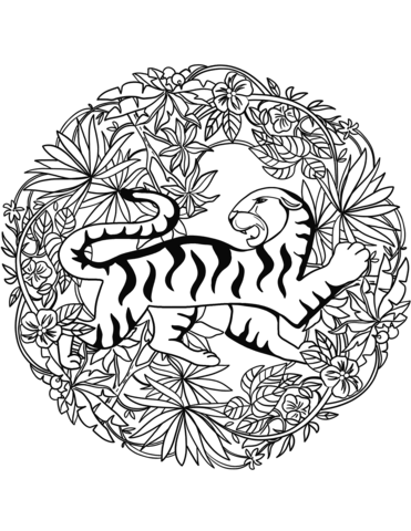 Tiger Mandala Coloring Page